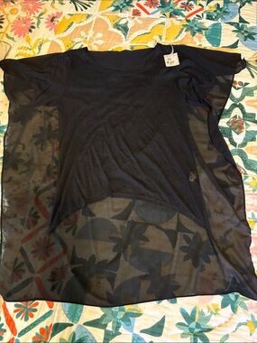 Black Sheer Overlay Tee